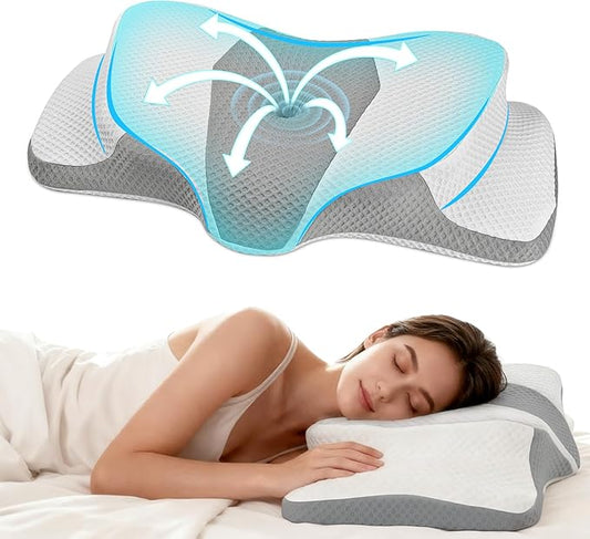 AlignCore Cervical Neck Pillow - Ergonomic Firm Memory Foam Bed Pillows for Sleeping, Neck Pillows for Pain Relief, Back and Side Sleeper Pillow