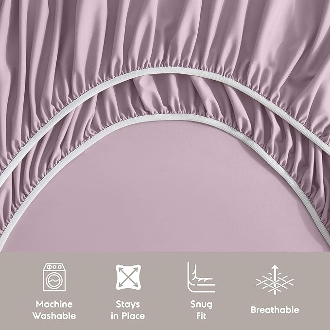 Nestl Extra Deep Full Sheet Set - 6 Piece Breathable & Cooling Sheets - Hotel Luxury Bedding Set w/18-24 Inch Deep Pockets - Easy & Secure Fit - Super Soft, Wrinkle Free & Comfy - Dusty Purple