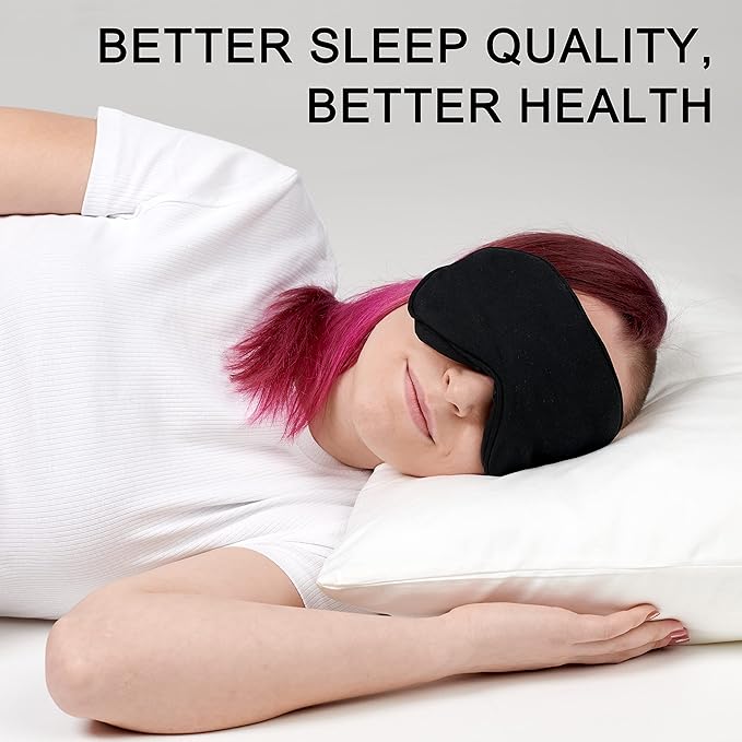 100% Tencel Sleep Eye Mask - Black - Superior to Cotton - Light Blocking Travel Blindfold for Men & Women - Ultra-Soft & Comfortable with Adjustable Strap for Restful Sleep - by JoMo