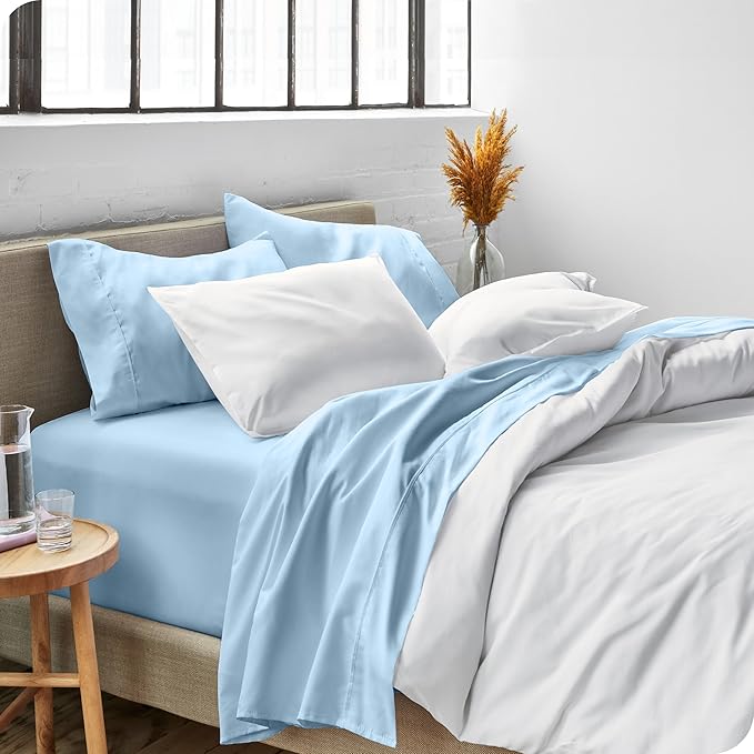 Bare Home King Sheet Set - 1800 Ultra-Soft Microfiber King Bed Sheets - Double Brushed - Deep Pockets - Easy Fit - 4 Piece Set - Bedding Sheets & Pillowcases (King, Light Blue)