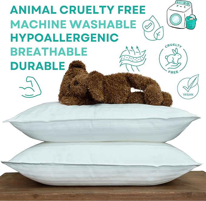 Toddler Pillow 2x–Certified Hypoallergenic Award Winning Baby Pillow (no pillowcase needed) 300TC pure Cotton Shell and Down Alternative fill. Toddler Bedding by Kinder Fluff- Kids pillow 4+ year old