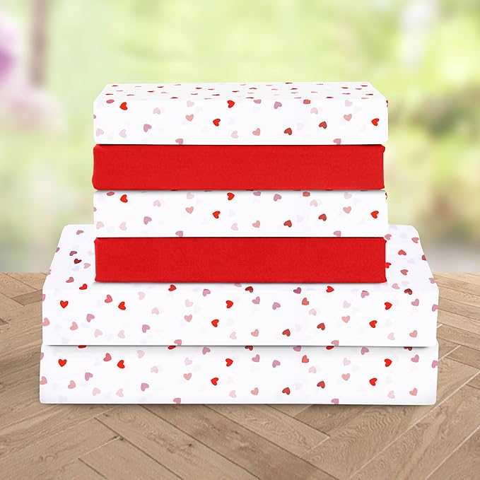 Elegant Comfort Luxury Soft Bed Sheets Heart Pattern - 1500 Premium Hotel Quality Microfiber Softness Wrinkle and Fade Resistant (4-Piece) Bedding Set, Twin/Twin XL, Valentina