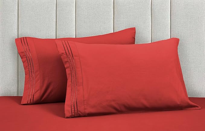 Mocassi Luxury Twin 4-Piece Sheet Set - 1800 Premium Hotel Quality - Easy-Fit, Wrinkle, Fade Resistant Bed Sheets and Pillowcases - All Around Elastic Fitted Sheet, Deep Pocket, Rust