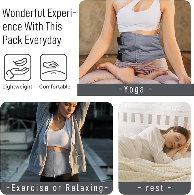 Langsprit Castor Oil Pack Wrap, Cotton Castor Oil Packs for Liver Detox,Reusable Castor Oil Pads Pack Compress for Stomach,Castor Oil Packs Body kit Charcoal Grey L