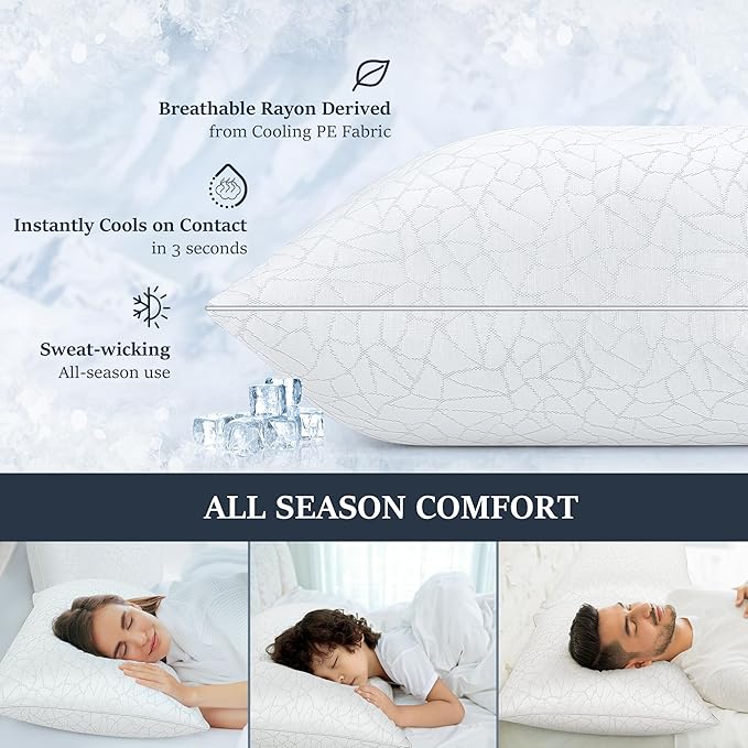 COZSINOOR King Size Bed Pillows - Breathable Premium Down Alternative Pillows Set of 2 for Side, Back, and Stomach Sleepers Cooling Hotel Quality Fluffy Soft Microfiber Fill Skin-Friendly