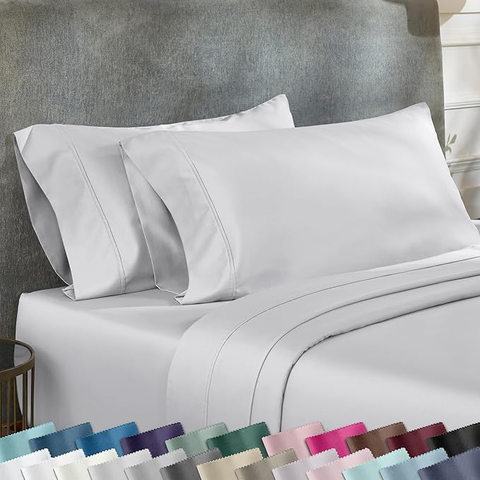 California Design Den Queen/Standard Pillow Cases Set of 2-400 Thread Count Sateen, Natural 100% Cotton Pillowcases Queen, Soft, Roomy and Breathable - Silver