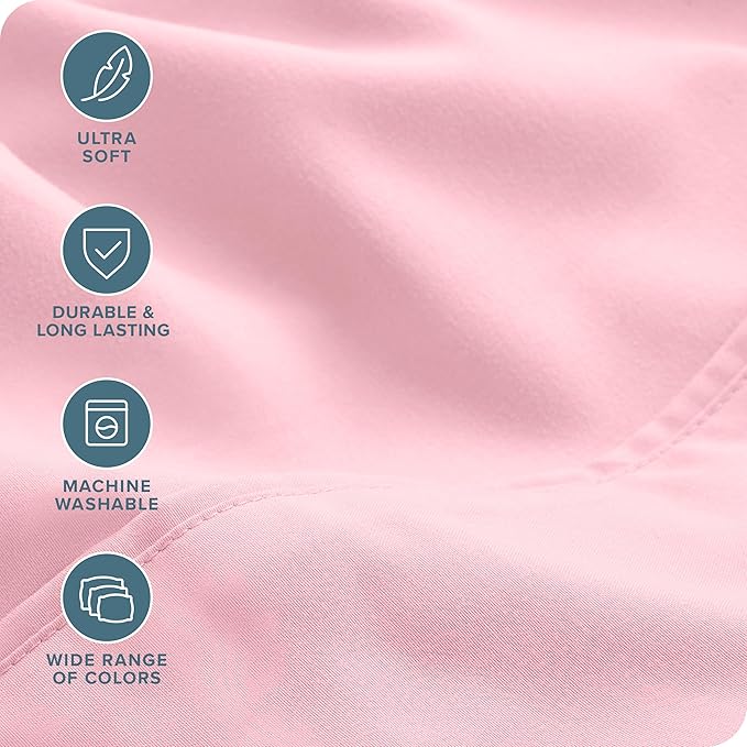 Bare Home Hotel Luxury Full XL Sheet Set, Extra Soft - 6 Piece Set - Deep Pockets - Easy Fit - Cooling & Breathable - Wrinkle, Fade, Stain Resistant - Includes 4 Pillowcases (Full XL, Light Pink)