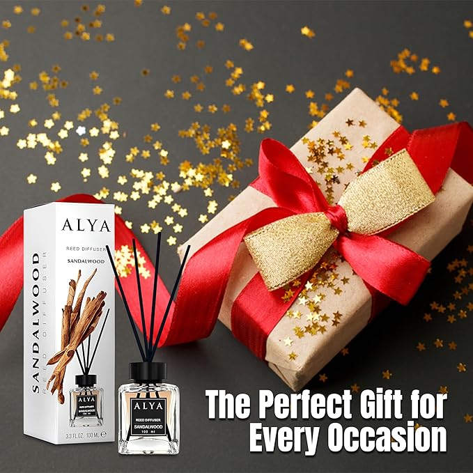 Sandalwood Reed Diffuser for Home - 100ml Long-Lasting Essential Oil Aroma, Magic Scent Diffuser for Bedroom, Bathroom, or Living Room Decor