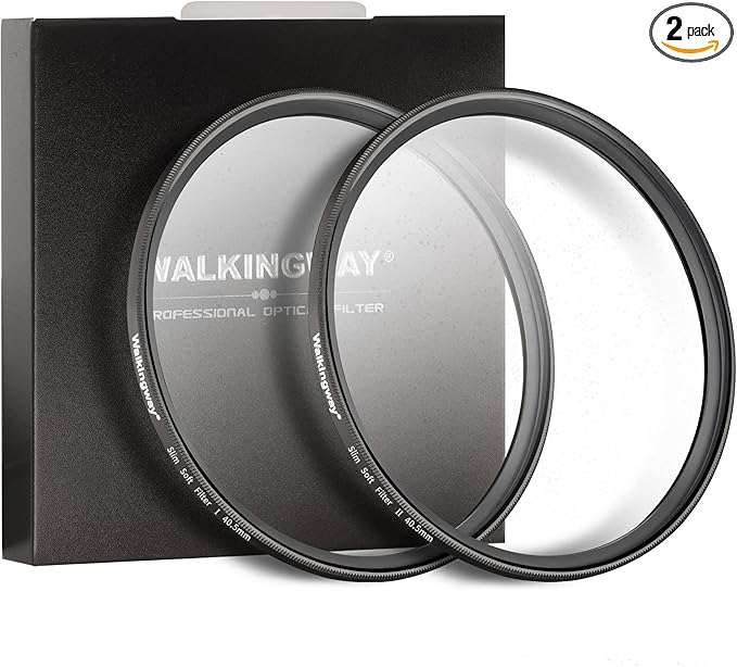 Walking Way 40.5mm White Mist Diffusion Filter Set (1 & 2), Soft Focus Dreamy Fog Effect Lens Filter 2pcs, Softening Diffuser for Video/Vlog/Portrait, Ultra-Slim Frame, Optical Glass, No Vignetting