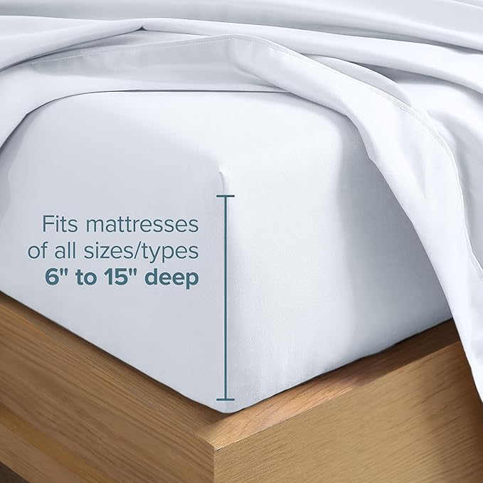 Bare Home Hotel Luxury Full Sheet Set, Extra Soft - 6 Piece Set - Deep Pockets - Easy Fit - Cooling & Breathable - Wrinkle, Fade, Stain Resistant - Includes 4 Pillowcases (Full, White)