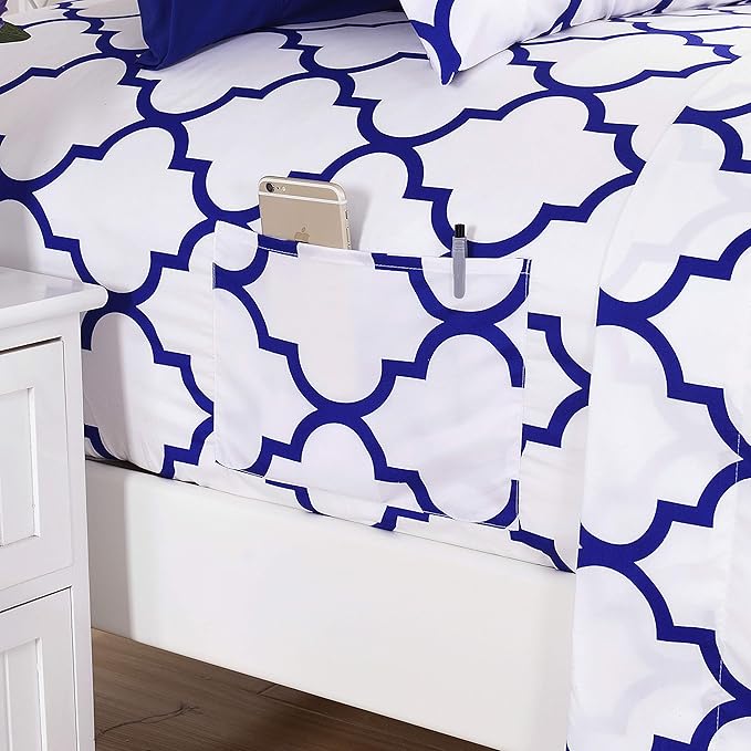 Elegant Comfort Luxury Soft Bed Sheets Quatrefoil Pattern - 1500 Premium Hotel Quality Microfiber Softness Wrinkle and Fade Resistant (4-Piece) Bedding Set, Twin/Twin XL, Duke Blue