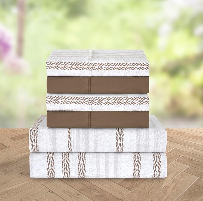 Elegant Comfort Softest and Coziest 6-Piece Sheet Set - 1500 Premium Hotel Quality Microfiber - Deep Pocket, Wrinkle Resistant 6-Piece Floral Bed Sheet Set, Full, Traci Linen