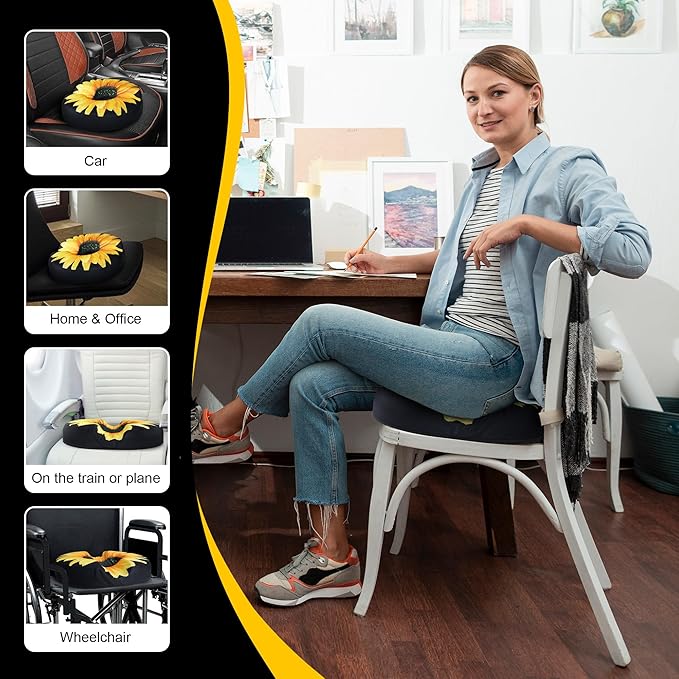 Donut Pillow Seat Cushion for Tailbone Pain Relief and Hemorrhoids, Home Office Chair Cushion for Long Sitting Work, Memory Foam Car Seat Cushions for Driving Butt Pain & Postpartum Pregnancy