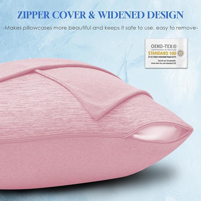 CHOSHOME Cooling Pillow Cases Zipper Pillow Covers Q-Max > 0.45 Zippered Pillowcases for Hot Sleepers, Soft, Breathable, Skin-Friendly, 4 Pack (Queen, 20"x30", Pink)