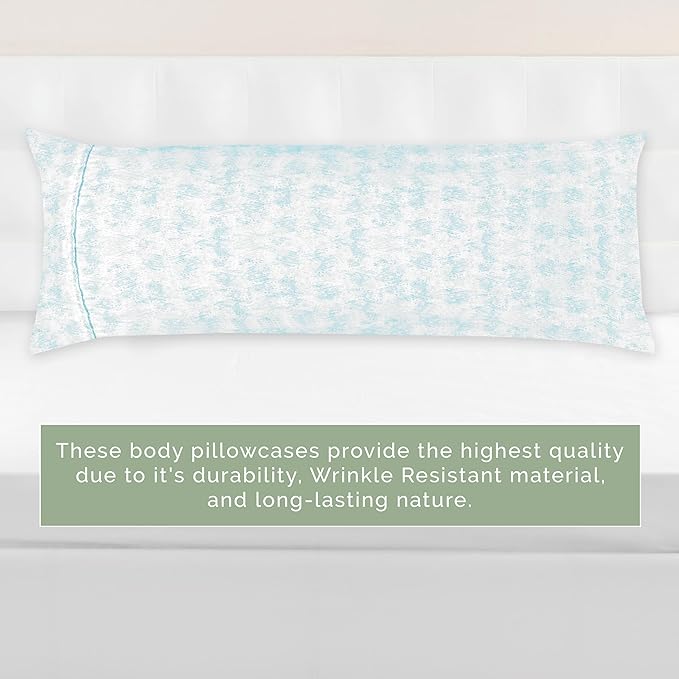 Elegant Comfort Ultra Soft 1-Piece Set Sea Waves Print Pillowcases - 1500 Premium Hotel Quality Microfiber, Soft and Smooth Hidden Zipper Closure 1-Piece Pillow Covers - Body Pillowcase, Wave Aqua