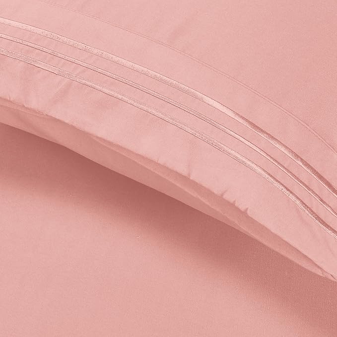 Elegant Comfort Luxury Ultra-Soft 2-Piece Pillowcase Set - 1500 Premium Hotel Quality Microfiber Double Brushed - Wrinkle Resistant, King Size, Dusty Rose