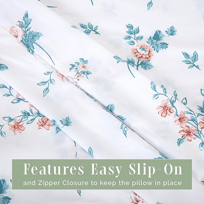 Elegant Comfort Ultra Soft 1-Piece Set Floral Print Pillowcases - 1500 Premium Hotel Quality Microfiber, Soft and Smooth Hidden Zipper Closure 1-Piece Pillow Covers - Body Pillowcase, Pink Celia