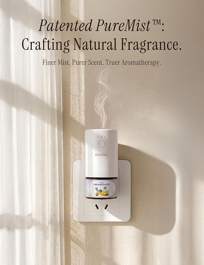 Essential Oil Diffuser for Home, Smart Waterless Aromatherapy Diffuser SF101S Pro, Plug in Room Scent with Timer & 120-Day Natural Aroma – Free 30ml Jasmine Dew Harmony(Teal & Aqua)