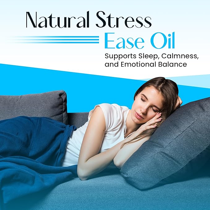 Plant Based Stress and Tension Ease Massage Oil - Supports Relaxation, Helps with Sleep, Aids in Calmness, and Helps Mood Balance - 24+ AYURVEDIC Herbs - 100% Vegan (2 Fl Oz/60 ML)