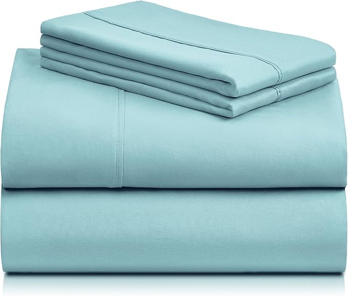 LuxClub 3 PC Sheet Bed Sheets Deep Pockets 18" Eco Friendly Wrinkle Free-Kids-Fitted Sheets Machine Washable Hotel Bedding Silky Soft - Aqua Twin XL