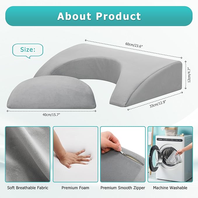 Wedge Pillow for Side Sleeping, Bed Wedge Pillows for Back Pain Relief & Post Surgery, Bedsore Pressure Relief Pillow, Wedges & Body Positioners Pillow for Seniors, Pregnancy, Adult(2IN1)