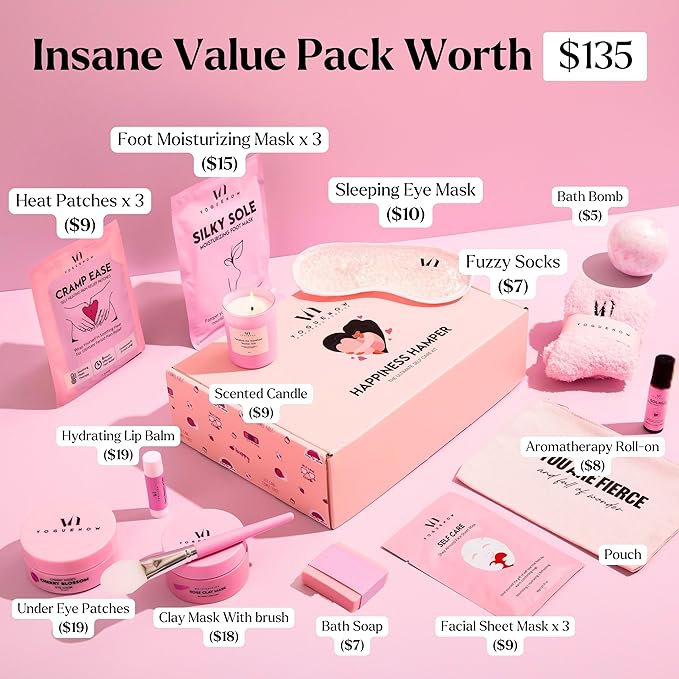 Spa Gifts for Women- Premium Self Care Spa Kit With Bath, Skin Care Sets & Self Care Items For Women - Ultimate Pampering Skin Care Set- Birthday Gifts Baskets - Mothers Day Gifts for Mom (Pack of 20)