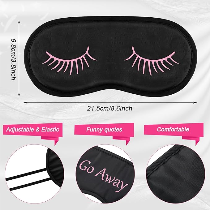Eurzom 40 Pcs Funny Sleep Eye Mask Soft Night Mask Bulk for Sleeping Blackout Blindfolds with Adjustable Strap for Women Men Kids Nap Meditation Party Travel Gifts Favors(Mixed Colors)