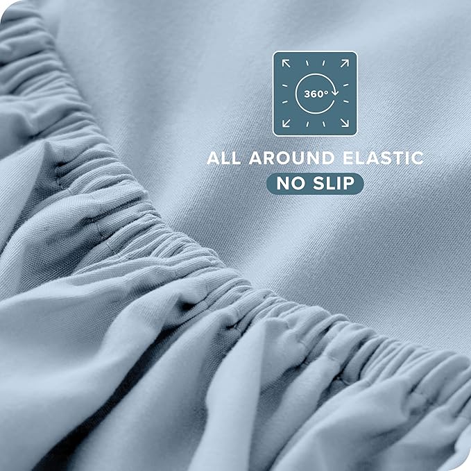 Bare Home Queen Sheet Set - 1800 Ultra-Soft Microfiber Queen Bed Sheets - Double Brushed - Deep Pockets - Easy Fit - 4 Piece Set - Bedding Sheets & Pillowcases (Queen, Dusty Blue)