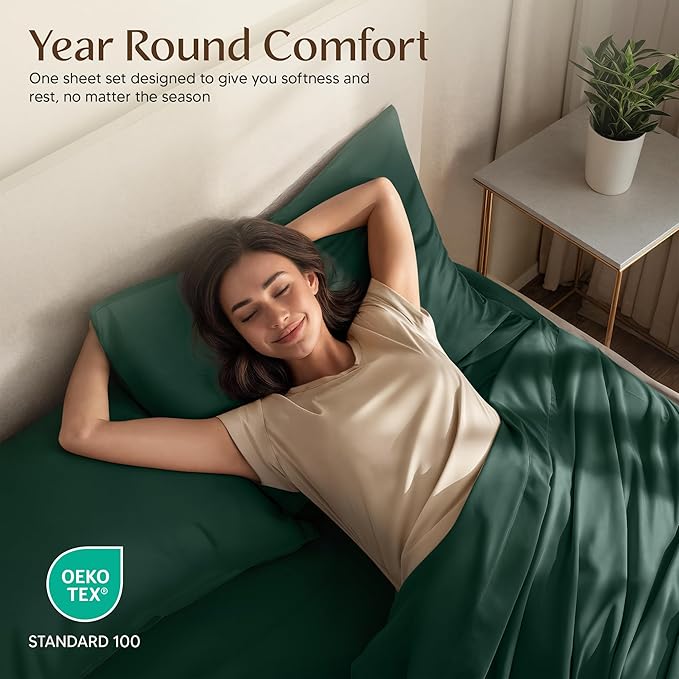 Utopia Bedding Twin XL Sheet Set – 3 Piece Bed Sheets for Twin XL Size Bed, Soft and Breathable Microfiber, Includes 1 Fitted Sheet, 1 Flat Sheet and 1 Pillowcase – Oeko Tex (Emerald)