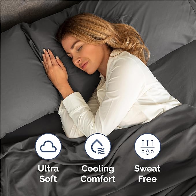 Split King 7 Piece Sheet Set - Comfy, Breathable & Cooling - Soft Hotel Luxury Bedding for Women, Men, Kids, Teens and Children - 1 Flat & 2 Fitted Sheets & 4 Pillowcases with Deep Pockets - Charcoal