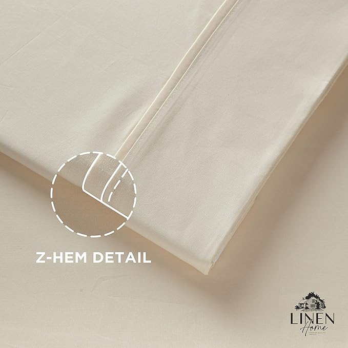 100% Cotton Percale Pillowcases Standard/Queen Size, Set of 2 - Combed Cotton Pillow Cases 20x30, Crisp & Cooling, Breathable, No Pilling - Ivory | Linen Home