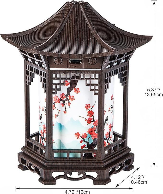 Essential Oil Diffusers, Chinese Lantern Essential Oil Diffuser & Night Light - 160ml 2-in-1 Humidifier With Dual Color Temperatures & Adjustable Mist Modes, Brown, Diffusers, Aroma Diff