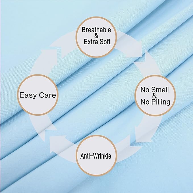 4 Piece Bed Sheet Set (Full,Baby Blue) 1 Flat Sheet,1 Fitted Sheet and 2 Pillow Cases,Brushed Microfiber Luxury Bedding with Deep Pockets