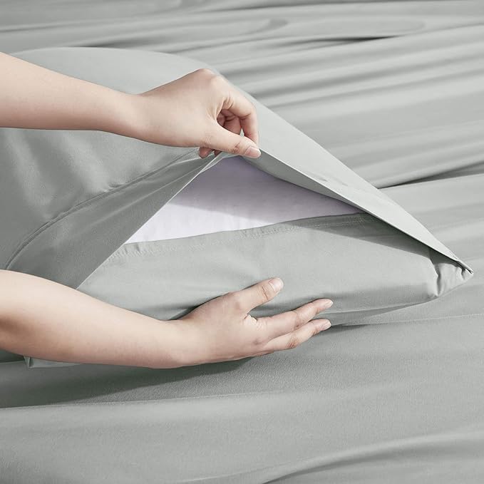 Nestl Extra Deep Split King Sheet Set - 7 Piece Breathable & Cooling Sheets - Hotel Luxury Bedding Set w/18-24 Inch Deep Pockets - Easy & Secure Fit - Super Soft, Wrinkle Free & Comfy - Sage Green