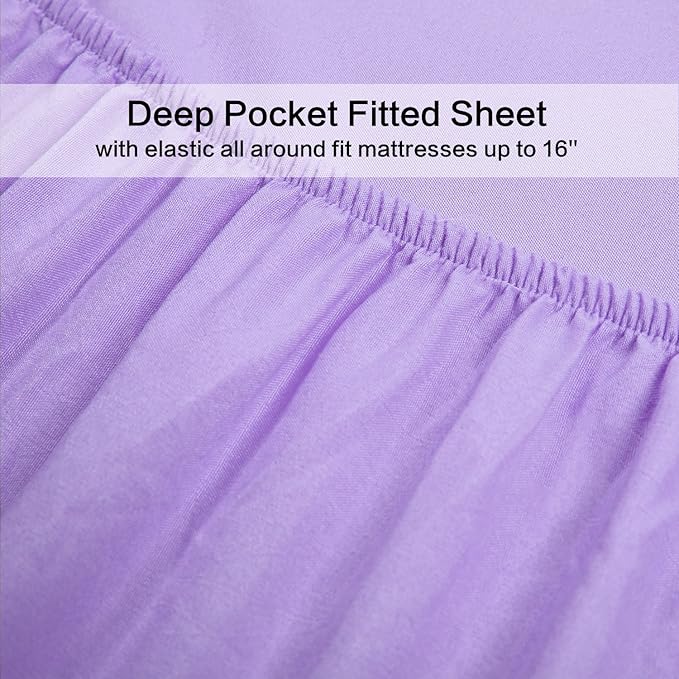 Best Season Twin Size Bed Sheet Set - 3 Piece (Lavender) 1 Flat Sheet,1 Fitted Sheet and 1 Pillow Cases,100% Brushed Microfiber 1800 Luxury Bedding,Deep Pockets,Extra Soft & Fade Resistant