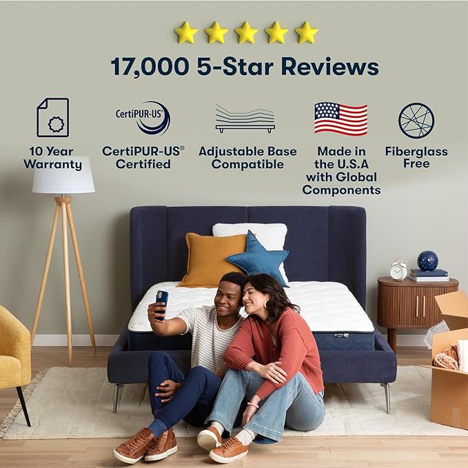 Serta Five Star Mattress Tranquility 16-Inch Plush Pillow Top – King – Zoned Support, Pressure Relief, Cooling Comfort – Made in USA – Bed-in-a-Box – 100 Night Trial, 10-Year Limited Warranty