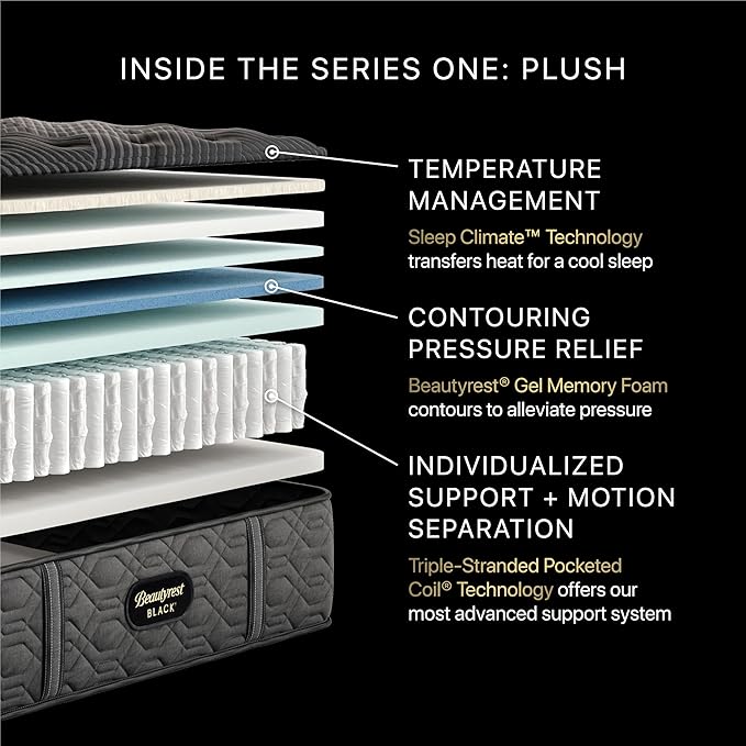 Beautyrest Black Series One 14" Plush Twin XL Mattress - Breathable, Cooling, and Supportive - CertiPUR-US Certified, 100-Night Sleep Trial, and 10-Year Limited Warranty