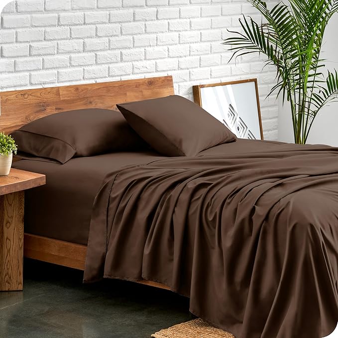 Bare Home Split King Sheet Set - 1800 Ultra-Soft Microfiber Bed Sheets - Double Brushed - Deep Pockets - Easy Fit - 5 Piece Set - Bedding Sheets & Pillowcases (Split King, Cocoa)