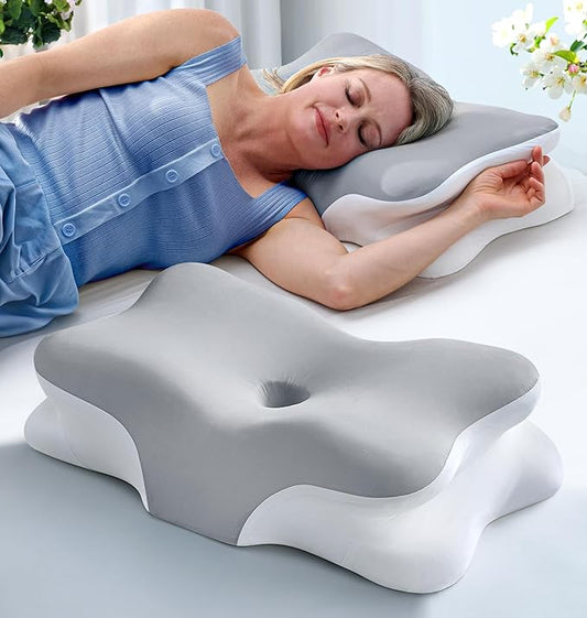 5X Pain Relief Cervical Neck Pillow for Neck Support, Orthopedic Cooling Side Sleeper Pillow for Sleeping, Odorless Contour Memory Foam Pillows, Ergonomic Bed Pillow for Side Back Stomach Sleeper