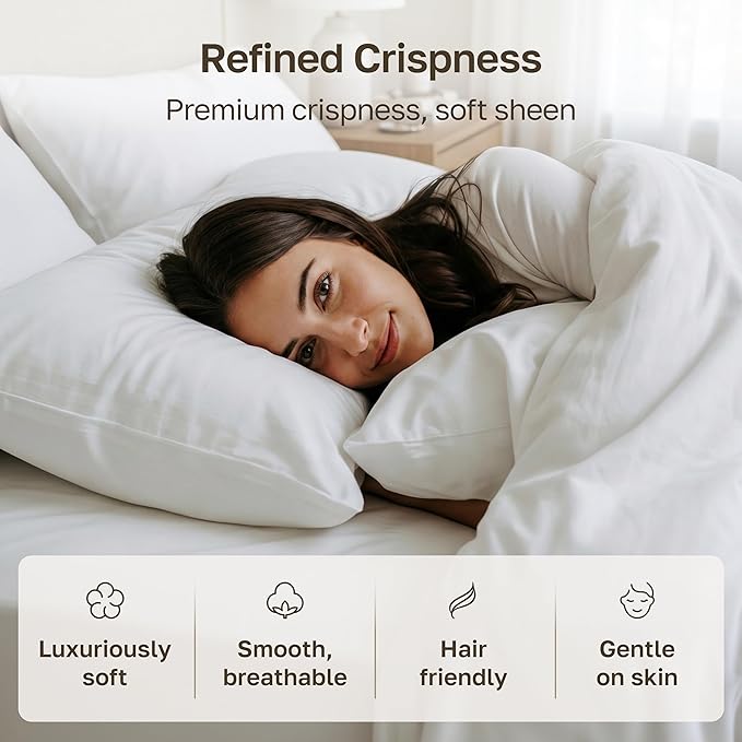 California Design Den Premium Pillow Cases King Size Set of 2-600 Thread Count Sateen, Natural 100% Cotton King Pillowcases, Crisp, Durable Bedding - Black