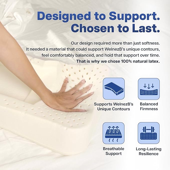 Cervical Pillow, Side Sleeper Pillow with 5" Loft & Shoulder Curve - 100% Natural Latex, Dual-Zone Adjustable Neck & Head Support, Flat-Top & Bottom-Up Design for Side, Back & Combo Sleepers