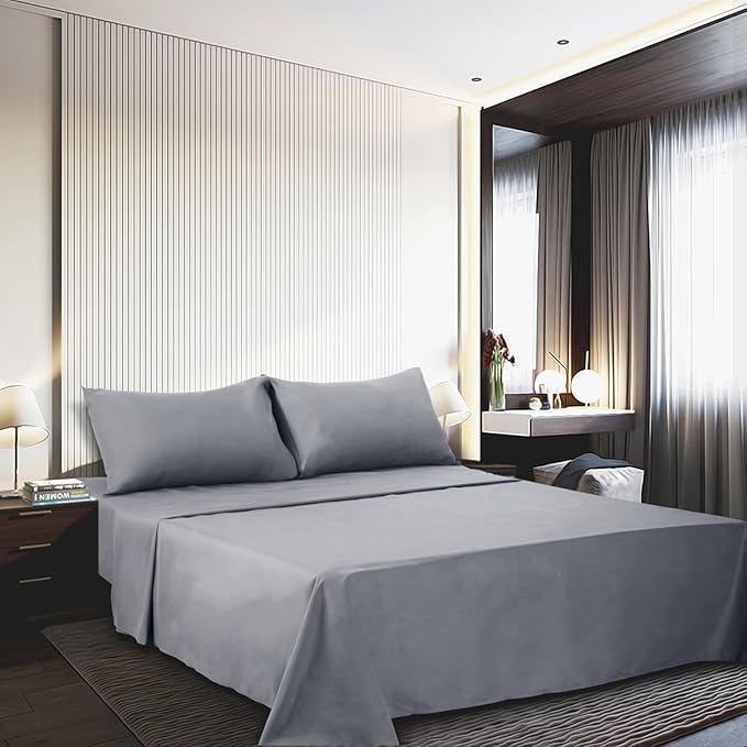Twin Size Sheet Set - 3 Piece Set(Silver Gray),100% Brushed Microfiber 1800 Luxury Bedding,Hypoallergenic,Soft & Fade Resistant