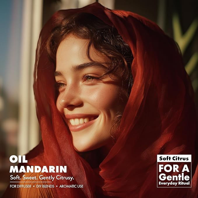 Organic Mandarin Essential Oil | 100% Pure & Natural Citrus reticulata Peel Oil with Soft Sweet Citrus Aroma | for Diffuser, Candle Making & DIY Aromatherapy Blends, 0.34 fl oz