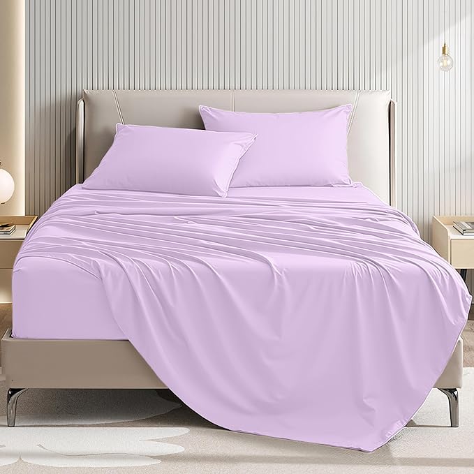 Twin Size 3 Piece Bed Sheet Set - Ultra Imitation Cotton-Premium Breathable & Cooling Sheets - Hotel Luxury Bed Sheets Deep Pocket up to 15"- Wrinkle, Fade, Stain Resistant (Lavender, Twin)