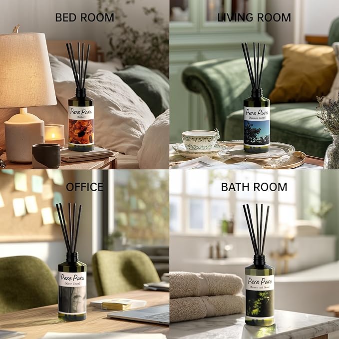 Misty Grove Scent Premium Reed Diffuser Set - 2 Pack, 400ml /14.1 fl.oz Scented Oil with 6 Sticks | Long-Lasting Fragrance for Home & Office | Luxury Gift