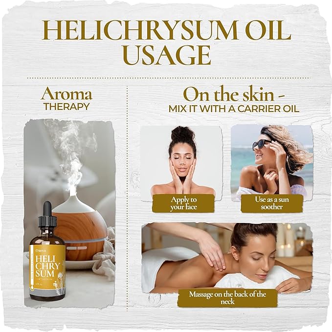 THIEVA Helichrysum Essential Oil 4 oz (118 ml) – 100% Pure and Natural Non-GMO Helichrysum (Gymnocephalum) Oil for Aromatherapy, Focus, and Relaxation