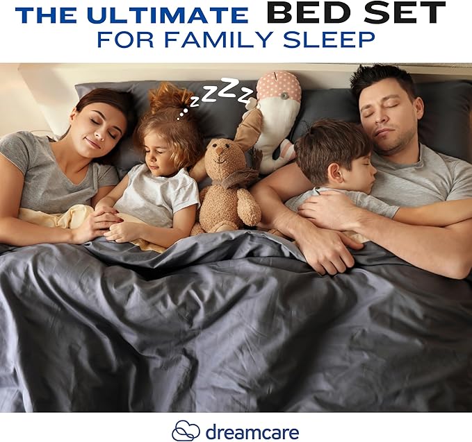 DREAMCARE King Size Sheets Set – 4 pcs Super Soft & Lightweight Cooling Sheets – up to 21” Deep Pocket King Sheet Set – Hotel Luxury Sheets & Pillowcases – 100% Fine Microfiber with Side Pocket Gray