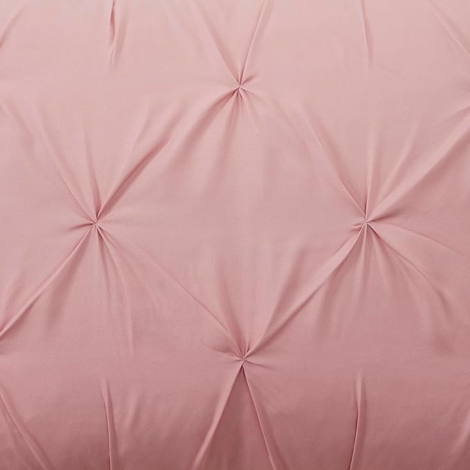 7 Piece Comforter Set Bed in a Bag Ombre Pintuck Design All Season Soft Down Alternative Bedding Comforter Set & Luxurious Matching Bed Sheets & Pillow Shams, Ombre Pintuck Blush, Full