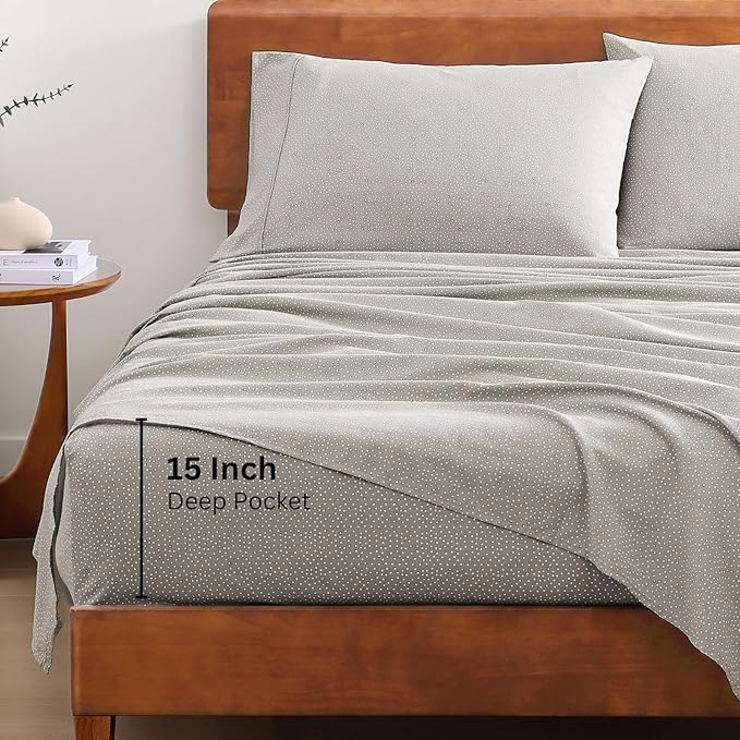 LANE LINEN Sustainably Produced 100% Organic Cotton Twin Bed Sheet Set, Soft & Breathable Naturally Cool Temperature Regulating Twin Sheet Set, Low Pilling Fade Resistant Bed Sheets- Snowdrop