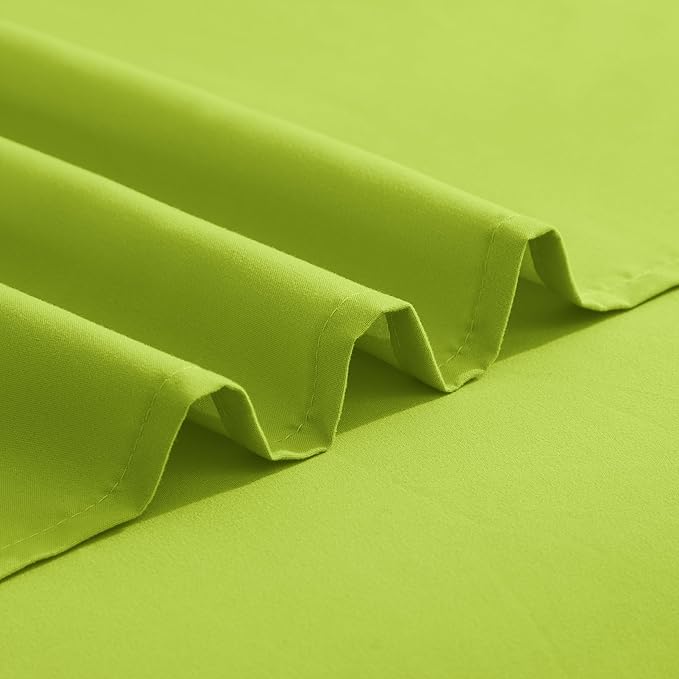 Elegant Comfort Luxurious 1500 Premium Hotel Quality Microfiber Three Line Embroidered Softest 5-Piece Bed Sheet Set, Wrinkle and Fade Resistant, Split King, Lime